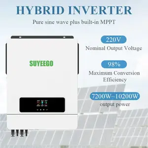 Suyeego carregador de inversor, 7.2kw 8kw 8.2kw 10kw 10.2kw controlador de carga solar 180a inversor híbrido de onda senoidal pura