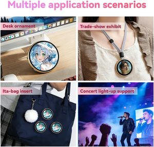 Badge numérique en gros avec écran tactile de 1,85 pouces, affichage de photos, diaporamas GIF et vidéos, broche électronique portable, support inclus - Product Image 4