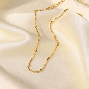 New Trendy Jewelry Non Tarnish 18K Gold Plated Stainless Steel Bead <b>Chain</b> Women's Fashion Anklet Wholesale - Product Image 3
