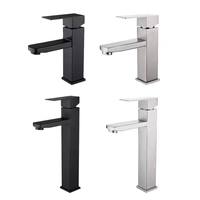 Robinet de lavabo de salle de bain classique carré en acier inoxydable, mitigeur eau chaude et froide pour rénovation de salle de bain