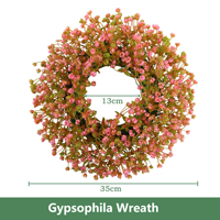 Guirlande florale artificielle en forme de couronne de 35 cm, blanche, orange et violette, avec fausses fleurs de gypsophile, pour la vente en gros en usine
