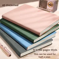 Cuaderno Simple A5 de 100 Hojas, Bonito Cuaderno Universitario Grande con Cubierta de Cuero, Encuadernación Térmica Impresa