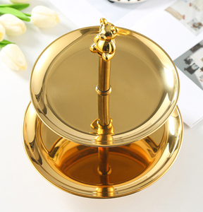 客厅酒店派对2层不锈钢水果盘甜点托盘创意上菜托盘 - Product Image 4