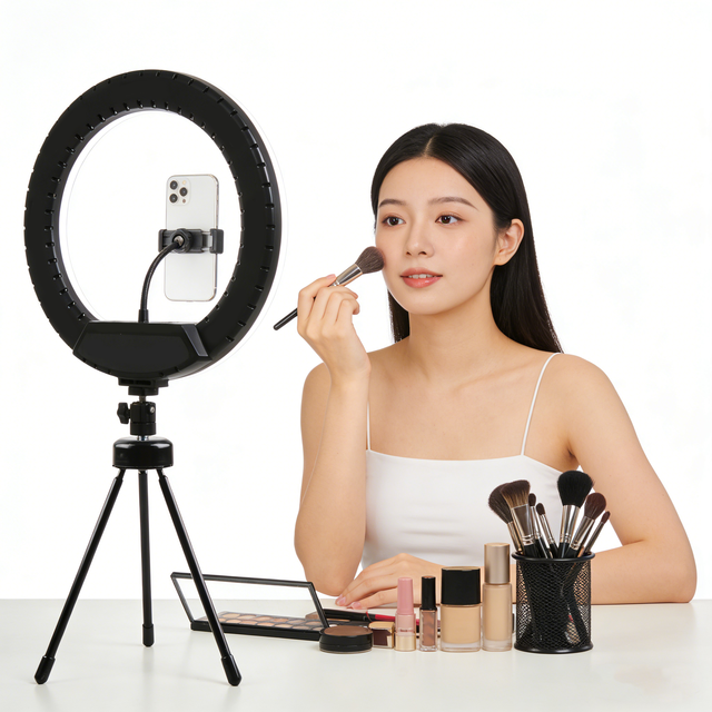 Lightweight ABS Material DC/Battery Powered Live Streaming Fill Ring Light 2700-6500K Face Detection TikTok Streamers 160mm LED