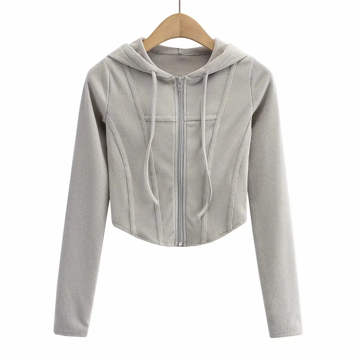 Hot Sale Anti-wrinkle Streetwear Designer Regular Sleeve Cute Zip Up Sweater For Women