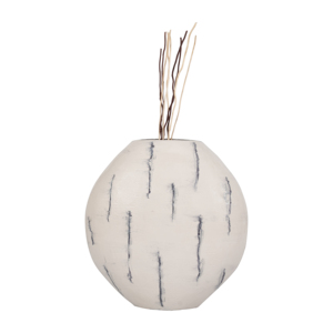 Vaso rotondo in ceramica bianco con decorazioni a strisce nere per soggiorno, camera da letto, tavolo da ufficio - Product Image 4