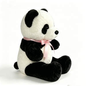 Peluche panda personnalisée avec nœud rose, adorable peluche panda avec ruban, peluche panda classique avec accent rose, panda simple. - Product Image 4