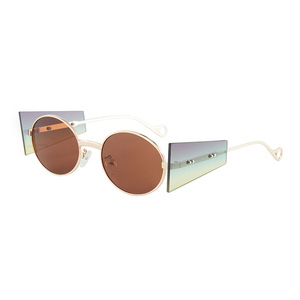 Round <b>Sunglasses</b> Full Rim <b>Gradient</b> Lenses UV400 Unisex Punk Style Sun Protection Adult Metal Frame - Product Image 3