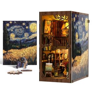 Kit de maison miniature en MDF de style <span class=keywords><strong>nouveau</strong></span>, écologique, puzzle en bois 3D, kit de maison miniature pour bibliothèque, <span class=keywords><strong>à</strong></span> utiliser comme cadeau - Product Image 5