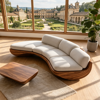Canapé d'angle incurvé de luxe moderne en tissu lin rembourré pour salon de villa et appartement haut de gamme