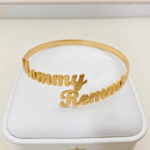 Braccialetto personalizzato con <span class=keywords><strong>nome</strong></span> di moda-gioielli con doppio <span class=keywords><strong>nome</strong></span> in acciaio inossidabile dorato su misura-<span class=keywords><strong>bracciale</strong></span> regalo di Natale regolabile - Product Image 2