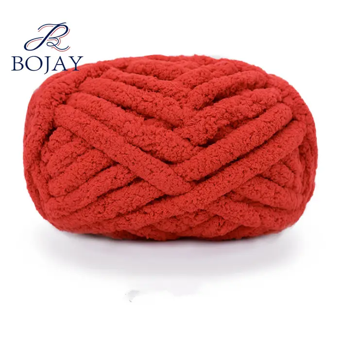 Venta al por mayor Vegan 2cm Super Soft Jumbo Grueso Tejido a mano 100% Poliéster Chunky Chenille Yarn