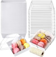 Boîte en papier kraft blanc anti-graisse avec couvercles transparents, contenants alimentaires, boîtes de boulangerie pour sandwichs, biscuits, chocolat chaud, fraises