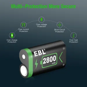 Pengontrol Game EBL 2.4v 2800mah NIMH sel baterai isi ulang untuk Xbox One Controller