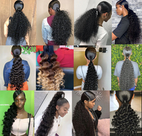 Grande queue de cheval ronde naturelle, cheveux vierges tibétains, extension de cheveux humains, Body Wave, bouclés, vente en gros, 100%