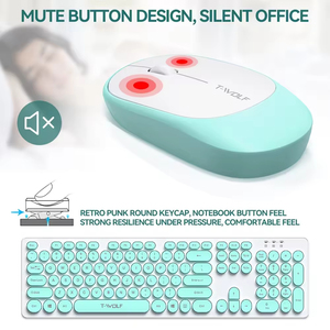 Ensemble clavier et souris sans fil au design punk mécanique, pour le bureau, les affaires, les filles - Product Image 2