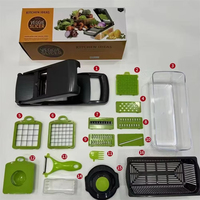 Groen Zwart 16 In 1 Multifunctionele Groentesnijder Snijmachine Shredders Snijmachine Met Mand Fruit Aardappel Chopper Wortelrasp