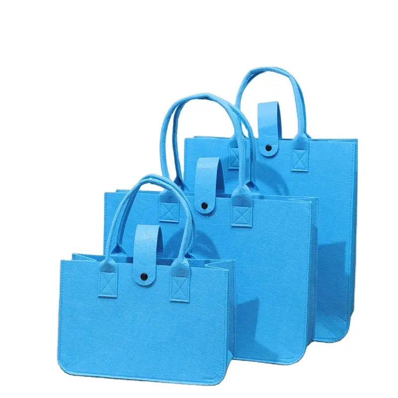 Heavy Duty Felt Tote Bag Reusable Travel Handbag For Women Multi Colors Felt Gift Bag With Print Logo