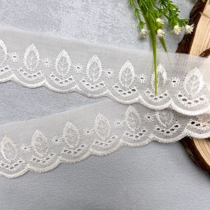 Ribete de encaje de algodón bordado al por mayor, <span class=keywords><strong>cinta</strong></span> festoneada <span class=keywords><strong>para</strong></span> ropa de bebé, vestidos, costura y manualidades DIY - Product Image 2