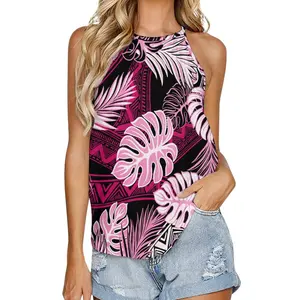 Factory Direct Sales Summer Ladies O-Neck Tank Top Polynesian Tribal Sublimation Print Women's Big Size Sleeveless Top Vest
