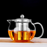 Théière moderne écologique en verre résistant à la chaleur avec filtre épaissi Conception de fleur de pommier pour le brassage du thé domestique
