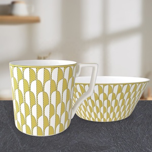 Juego <span class=keywords><strong>de</strong></span> Platos <span class=keywords><strong>de</strong></span> Porcelana Europea con Borde Dorado, Serie Sun, Vajilla <span class=keywords><strong>de</strong></span> Lujo, Apta para Alimentos, Libre <span class=keywords><strong>de</strong></span> BPA, Personalizable, Elegante para el Hogar - Product Image 4