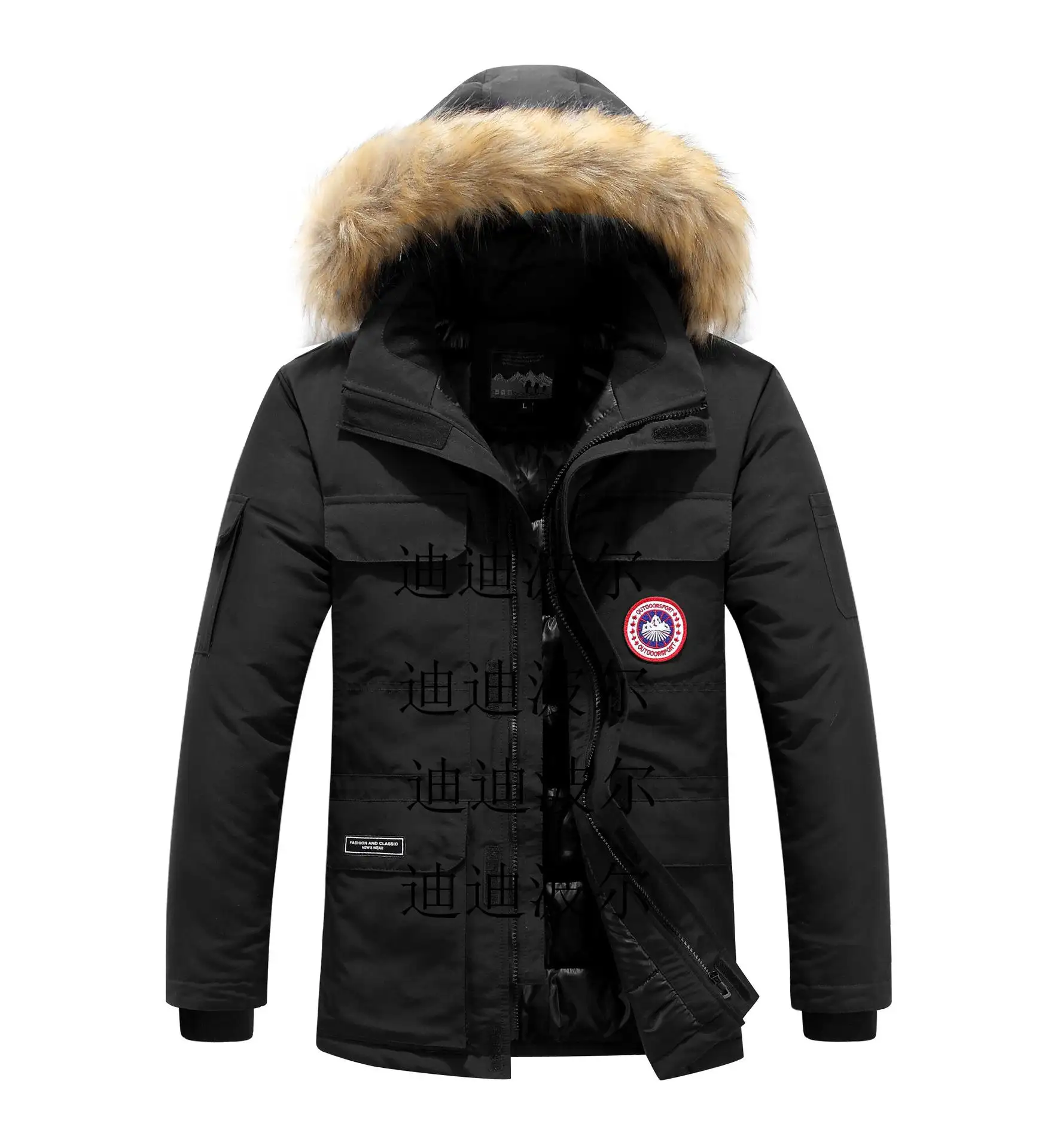 ドロップシッピング卸売カナダ冬の厚みのあるロングパーカーアウトドアコートプラスサイズジャケット男性服