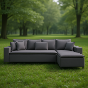 Modular Dark Grey Fabric <b>Sofa</b> 100% Polyester 39.4x39.4x18.9 In Removable <b>Cover</b> Living Room Furniture - Product Image 2