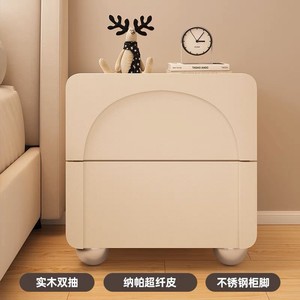 Modern Minimalist Bedside Table 48cm <b>White</b> <b>Storage</b> <b>Cabinet</b> With Drawers For Bedroom Home Use - Product Image 4