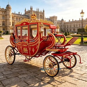 Calèche royale de luxe rouge et or pour 5-6 personnes, structure en acier Q235B, pour cérémonie de mariage et visites touristiques - Product Image 4