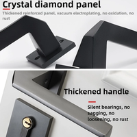 Serrure de porte intérieure moderne de luxe léger, à poignée silencieuse, en aluminium noir et gris, pour hôtel, appartement, villa, facile à installer (SSR)