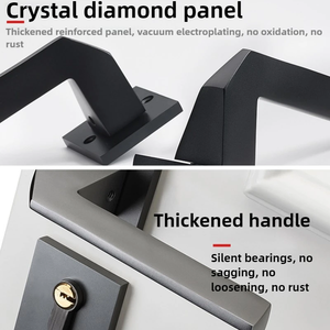 Serrure de porte intérieure universelle silencieuse, design éco-luxe simple, en aluminium spatial noir et gris - Product Image 2