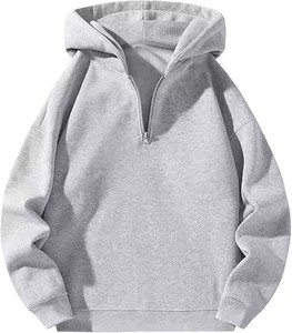 เสื้อฮู้ดดี้ผู้ชายแบบสวมหัว คอซิป 1/4  ผ้าฝ้าย 100% ทรงโอเวอร์ไซส์ สไตล์ลำลอง พิมพ์ลายพัฟ - Product Image 5