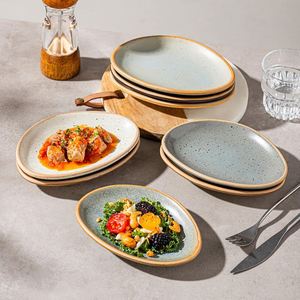 Irregular Japanese Ceramic <b>Plate</b>, Vintage Rough Pottery Dish for BBQ, Dim Sum & Appetizer, Restaurant Tableware - Product Image 1