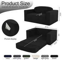 Sofá Cama Extensible de Tela, Estilo Contemporáneo para Sala de Estar, Sofá Reversible Inflable para Hotel o Apartamento
