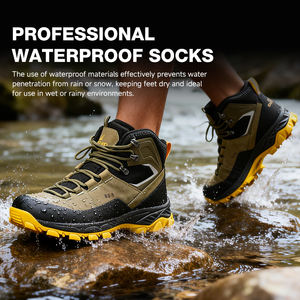 Sepatu Trekking Outdoor dengan Bahan Atas Nubuk Mesh, Tahan Aus, Tahan Air, Bernapas, Model Tinggi, OEM ODM, Logo Kustom - Product Image 3