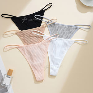 Airtamay String G Sexy en Dentelle pour Femme, <span class=keywords><strong>Tanga</strong></span> en Coton Tissu Côtelé Invisible Taille Basse, Culotte Ropa Interior Mujer - Product Image 2