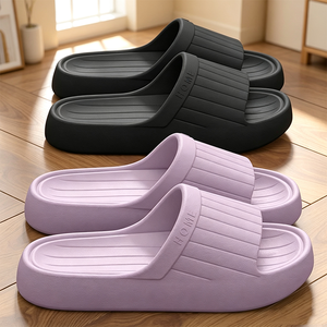 Sandales OEM en PU couleur unie avec semelle extérieure en EVA antidérapante, respirantes, décontractées, pour la maison, à bout ouvert, toutes saisons, avec logo personnalisé - Product Image 4