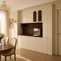 Buffet d'appoint moderne de style français avec portes en verre cintrées – Rangement de luxe pour salle à manger, solution idéale pour projets d'appartements