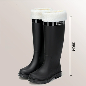 Bottes <span class=keywords><strong>de</strong></span> <span class=keywords><strong>pluie</strong></span> élégantes pour femmes, multicolores, en PVC, tendance, doublure en coton, imperméables, antidérapantes, hiver, au-dessus du genou, <span class=keywords><strong>fantaisie</strong></span> - Product Image 4