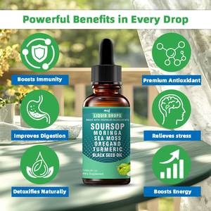 Gocce Liquide di Graviola (Soursop) Pura Naturale Biologica da 60ml all'Ingrosso, Olio di Graviola, <span class=keywords><strong>Integratori</strong></span> Alimentari di Graviola <span class=keywords><strong>per</strong></span> il Sistema Immunitario - Product Image 6