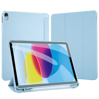 Triple pli porte-crayon souple étui en cuir à rabat pour IPad Air 6 11 pouces 2024 / Air 5 4 /ipad 10th 9 8
