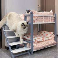Lits de couchage en bois massif détachables pour chats et chiens - Meubles pour animaux de compagnie à double couche pour salon - Utilisation hivernale