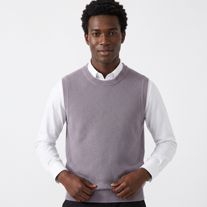 Men's Knitted Argyle Vest Sleeveless V-Neck Sweater Autumn Wear White Collar Shirt Layering Top - Product Image 3