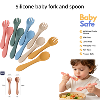 Lot de Couverts Souples et Colorés en Silicone pour Bébé : Cuillères et Fourchettes Personnalisables pour la Première Alimentation des Tout-Petits