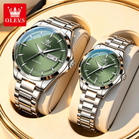 Montre mécanique unisexe OLEVS 7090 Elegance Fashion, bracelet en acier inoxydable, étanche, affichage de la date, montre simple pour couple, fabrication d'usine