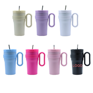 <b>750ml</b> & 1200ml(40oz) Matte Stainless Steel Handled Tumbler with Straw Lid Car Travel Insulated Cup Custom Logo - Product Image 1