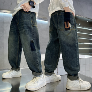 Nuevos Pantalones de Moda para Niños Primavera-Otoño 2025 - Jeans Casuales Holgados y Modernos para Niños Mayores - Product Image 3