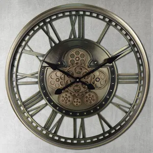 アマゾン売れ筋大型ローマ数字農家大きな壁掛け時計ステンレス鋼ストリップ古い時計21インチ