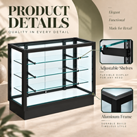 Vitrine d'exposition de détail avec éclairage LED personnalisé, en verre, avec portes coulissantes en MDF, serrure et étagères réglables pour boutique de tabac